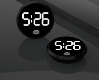 Horloge de tableau de bord de voiture à coller : Horloge numérique LED ronde en alliage tendance avec écran tactile et affichage lumineux