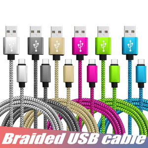 Pabrik grosir kualitas tinggi 1m 2m 3m nilon dikepang aluminium Alloy micro-usb tipe-c pengisian cepat kabel Data CE bersertifikat - Product Image 5
