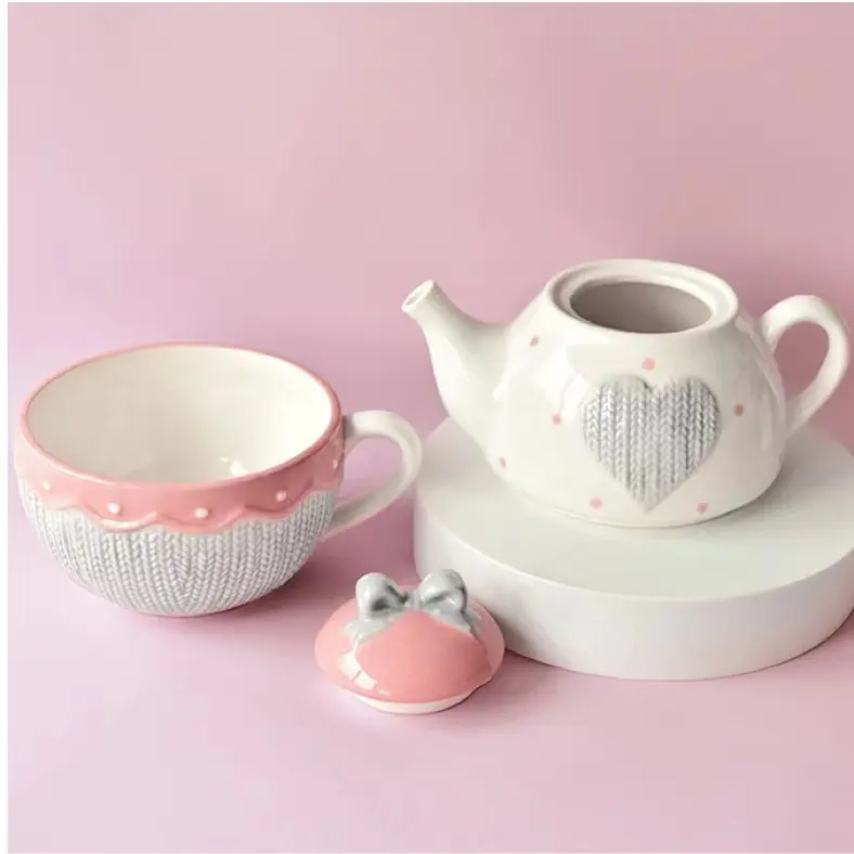 Американский креативный набор чайников и чашек, керамический чайник, набор цветочных чашек для кофе и чая с фильтром