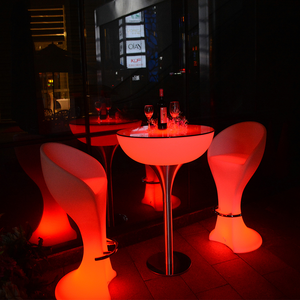 Mesa <span class=keywords><strong>y</strong></span> sillas con luz led que cambian de Color RGB, para <span class=keywords><strong>restaurante</strong></span> <span class=keywords><strong>y</strong></span> <span class=keywords><strong>bares</strong></span>, mesa de bar de alto brillo - Product Image 1