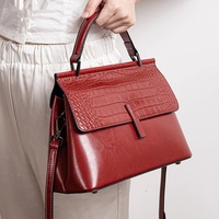 Sac fourre-tout grande taille en cuir véritable pour femme, nouveau style 2026, rétro, haut de gamme, pour le quotidien, polyvalent, avec deux rabats, motif crocodile