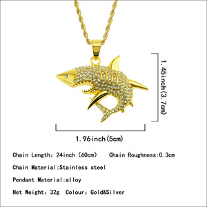 สร้อยคอจี้รูปฉลามสไตล์ฮิปฮอปใหม่ปี 2026 ดีไซน์เรียบง่ายมีเอกลักษณ์ สร้อยคอผู้ชาย ขายส่ง เครื่องประดับแฟชั่น - Product Image 3