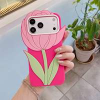 Coque de téléphone portable en gel souple avec motif floral tulipe, résistante aux chutes, pour iPhone 16 Pro Max 17 18 15 14 Plus, pour filles et femmes