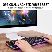 Clavier mécanique de jeu HX-JX08 en gros, rétroéclairé par LED, noir, 104 touches, filaire USB Type-C, pour droitiers, avec interrupteurs verts/rouges/marron