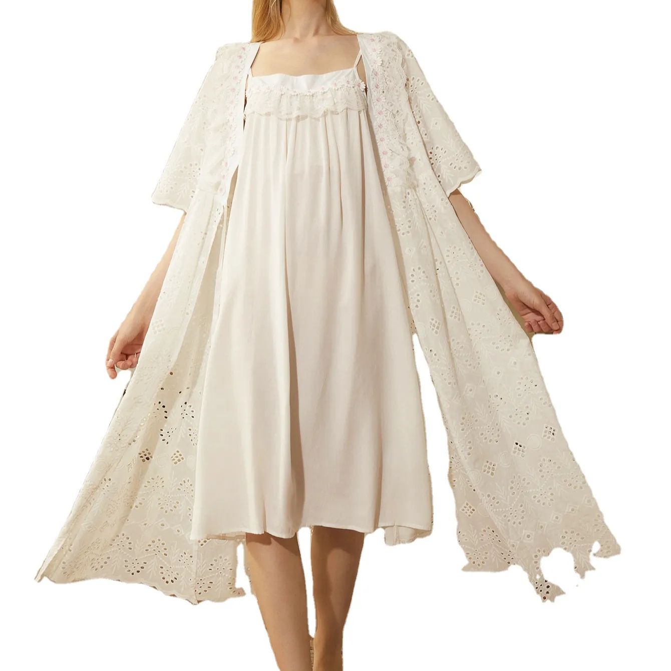 Robe longue en coton pour femme, vêtement de nuit doux, Sexy, deux pièces, Pakistan, vente en gros