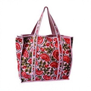 Oversized Large Quilted Weekend Tote <b>Bag</b> - Cotton Block Printed <b>Overnight</b> <b>Bag</b> Grocery Shopping Travel Handmade <b>Bags</b> For Women - Product Image 1