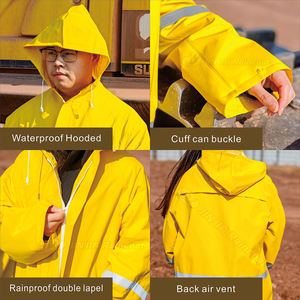 Capa de Chuva Personalizada de PVC Amarelo de Alta Resistência Impermeável para Caminhadas Industrial Longa - Product Image 4