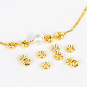 Round Gold Plated Beads 18K 14K <b>Copper</b> Jewelry Spacers For <b>Bracelet</b> Making DIY Accessories - Product Image 5