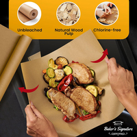 Rouleau de papier sulfurisé antiadhésif pour la cuisson et la pâtisserie, résistant à la chaleur, non blanchi, pour barbecue, friteuse à air et cuisson à la vapeur