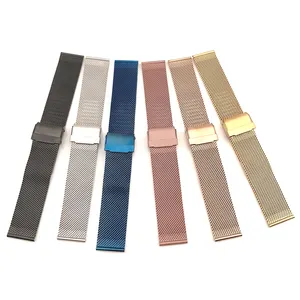 Milanese Watchband metal buckle 18mm 20mm 22mm 24mm Universal Stainless Steel Watch Strap Black Rose Gold Watch Band Bracelet