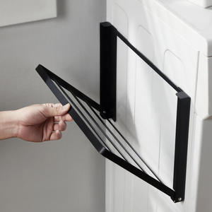 Étagère murale pliable en métal à double niveau pour serviettes, personnalisable, avec rangement latéral pour machine à laver, étagère magnétique pour la maison et l'hôtel - Product Image 2