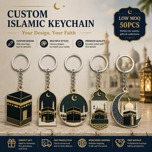 Porte-clés en métal Kaaba de haute qualité, vente en gros personnalisée, souvenirs religieux islamiques, porte-clés pour musulmans - Product Image 1