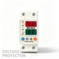 Dispositif de protection contre les surtensions et les sous-tensions monophasé 220V 2P, réinitialisation automatique, affichage double LED de la tension et du courant pour la maison