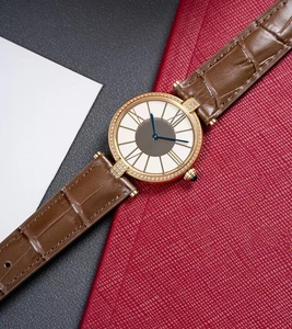 Montre-bracelet vintage pour femme, 30 mm, chiffres romains, bracelet en cuir véritable, montre à quartz, <span class=keywords><strong>double</strong></span> cadran en saphir avec diamants CZ - Product Image 5