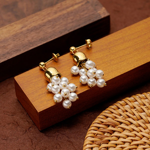 Pendientes <span class=keywords><strong>de</strong></span> Diseño Único con Forma <span class=keywords><strong>de</strong></span> Campana <span class=keywords><strong>de</strong></span> Viento, Flor, Perla y Borla, Hipoalergénicos, Chapados en Oro, <span class=keywords><strong>de</strong></span> Acero Inoxidable, Joyería Personalizada - Product Image 3