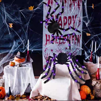 Décoration d'Halloween : Araignée Lumineuse en Peluche avec Lumière Diurne 6000K à Intensité Réglable pour Scène d'Horreur, Accessoire de Maison Hantée Extérieure