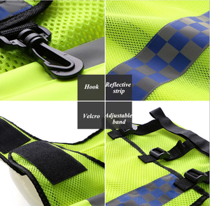 9F fluor zierende reflektierende Sicherheits weste 5 verstellbare atmungsaktive Polyester taschen Anpassbares Logo mit mehreren Taschen - Product Image 6