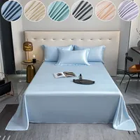 Draps de lit de luxe 100% bambou, couleur unie, drap plat rafraîchissant pour l'été, tailles simple/double/king/queen