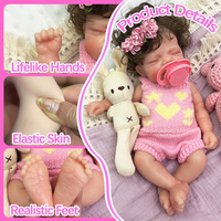 Poupée Reborn Artisanale de 12 pouces en Silicone Intégral, Cheveux Bruns, Yeux Fermés, Détails Réalistes des Veines, Expressions Variées, Cadeau de Noël pour Enfants
