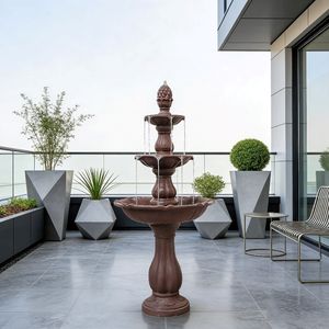 Air Mancur Taman Dekoratif Resin 3 Tingkat Portabel Tenaga Surya Buatan Tangan untuk Mandi Burung - Product Image 4