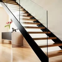 Escalier flottant de Foshan, marches d'escalier modernes, marches en bois invisibles, cantilever droit, marches en bois de chêne, escalier flottant