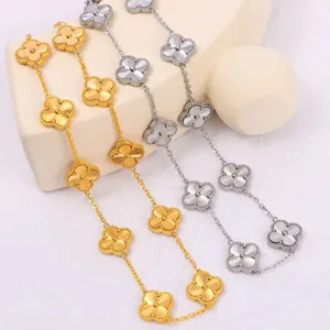 Hot Selling Four Leaf Clover Necklace Vacuum Gold Plating Personality Stainless Steel Necklace
