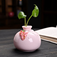 Vas Bunga Keramik Mini Pink Buatan Tangan untuk Bunga Segar dan Kering, Hiasan Porselen, Botol Dekorasi Rumah, Hadiah Kreatif, Grosir