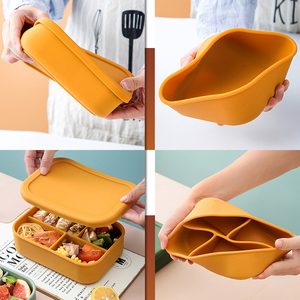 Eco-Friendly Microwave Dishwasher & Freezer Safe Silicone Lunch <b>Box</b> Containers with Airtight Lids for <b>Camping</b> Food <b>Storage</b> - Product Image 3