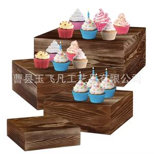Vintage Solid Wood <b>Cake</b> Stand Natural Color Stackable For <b>Wedding</b> Party Decor F58 - Product Image 2
