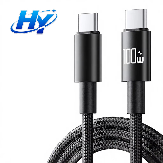 100W USB C to C Dual Type-C Nylon Braided Fast-Charging and Data Transfer Cable with E-Mark Chip for iPhone Samsung Android IOS