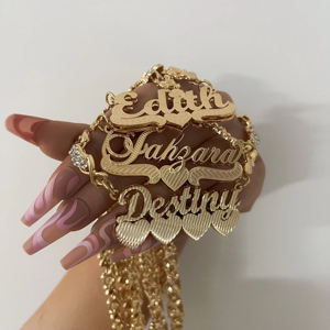 Collar de cadena de oso de peluche con placa de identificación de doble capa 3D de diamante personalizado para mujer con regalo dorado chapado en rodio - Product Image 4