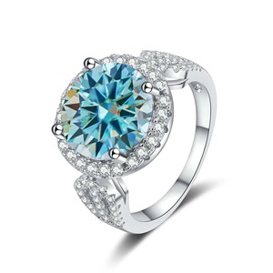 Anillo de Moissanita de 5 <span class=keywords><strong>Quilates</strong></span> con Corte Redondo, Joyería de Diamantes Multicolor en Plata de Ley 925, Personalizado y de Lujo, <span class=keywords><strong>Precio</strong></span> para Mujer - Product Image 5