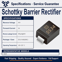 Diode redresseuse à barrière Schottky SS34 SMC DO-214AB CMS 40V 3A à faible perte de puissance, montage en surface, 2 broches, pour onduleur haute fréquence
