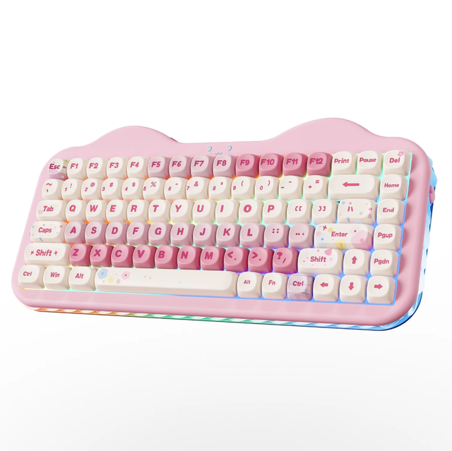 YUNZII C75 Wireless Mechanical Keyboard 75% Silicone Gasket Mount Hot Swappable RGB Backlit Cute Cat Themed Gaming Keyboard