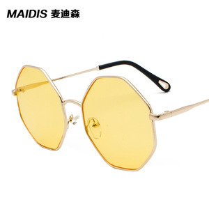 Maidis Polygonal Sunglasses Gold <b>Frame</b> <b>Black</b> Lens UV400 Protection Women's Fashion Shades - Product Image 3