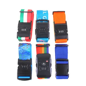 CH-18C Custom Professional rainbow Travel 3 Dial Lock suitcase luggage strap buckle belt