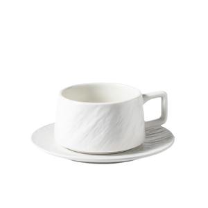 Vente en gros Tasse à cappuccino et soucoupe en céramique texturée noire et blanche givrée pour café - Product Image 4