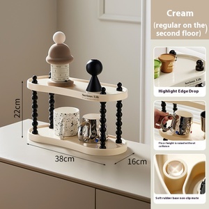Tasse style crème stockage de service à thé multicouche étagère de tri de rangement de bureau domestique - Product Image 4