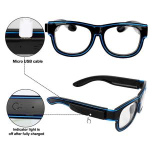 <span class=keywords><strong>Gafas</strong></span> Luminosas Recargables, Novedosas, Duraderas y Ecológicas, 3 Modos (Luz Fija/Intermitente Rápida/Lenta), Espejo Transparente LED, para Fiestas - Product Image 6