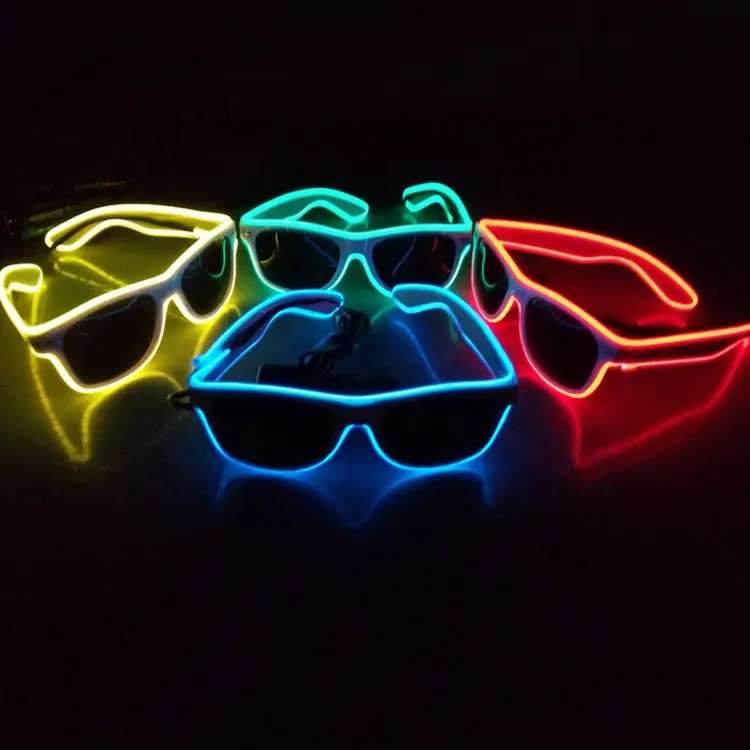 Gafas de neón directas de fábrica que brillan en la oscuridad Gafas de alambre EL Gafas LED Decoración de fiesta Iluminación intermitente Rave Gafas de sol