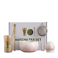 Ensemble de cérémonie du thé Matcha de style japonais en cinq pièces, série émail cristallin, comprenant fouet à thé en céramique, bol Chagama de la dynastie Song et outils Chasen