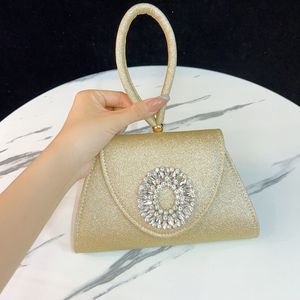 Bolso de Mano Tipo Clutch de PU Plateado con Brillantina y Decoración de Diamantes, Cierre Magnético, Clásico y Elegante para Fiestas - Product Image 4
