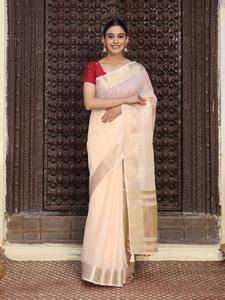 Sari en coton traditionnel Dhwaja Export avec double blouse, longueur du sari 5,5 mètres, longueur de la blouse 0,8 mètre, toutes saisons, mariage/fête/Diwali - Product Image 2