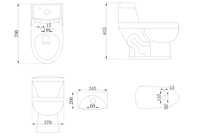 Amérique du Sud Populaire Inodoro Double Chasse Siphonique One Piece Toilette S-trap 300mm Wc Sanitarios Céramique Inodoro Una Pieza