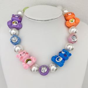 قلادة فاخرة للفتيات مرصعة بالزركون اللامع على شكل دب ملون مع لؤلؤة كبيرة، قلادة خانقة جميلة ولطيفة بتصميم كروي ضخم، مجوهرات للحفلات بالجملة - Product Image 3