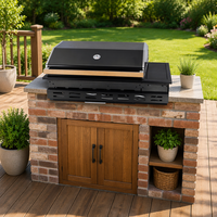 Barbecue à gaz de table moderne de luxe en acier inoxydable avec dispositif de sécurité flamme et commande par bouton pour zone de supporters de football en extérieur