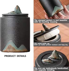 Urna in Ceramica Nera Economica per Ceneri di Animali Domestici, Decorativa e Commemorativa - Product Image 3