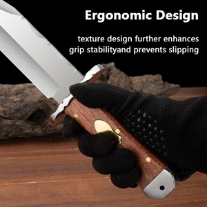 Cuchillo utilitario DIY de punta recta para camping, hoja de acero inoxidable, mango de madera, 20 cm, 4 mm de grosor, OEM personalizable - Product Image 4