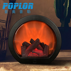 Cheminée électrique Poplor avec affichage de la flamme LED, sur table, autoportante, en plastique, sûre, décoration intérieure - Product Image 1