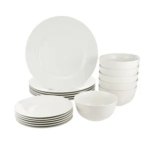 Белый простой стиль, свадебное украшение, керамические обеденные тарелки, ресторанные блюда и тарелки, столовая посуда, белые прозрачные тарелки
